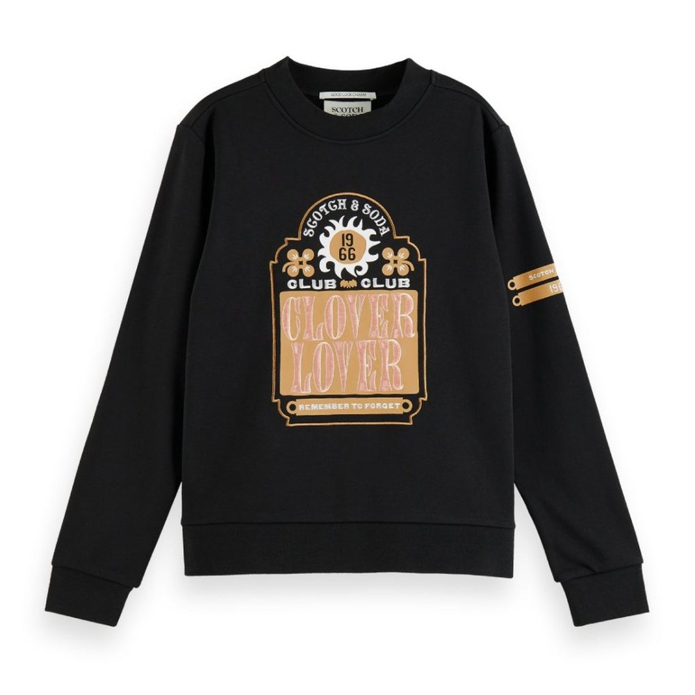 Scotch & Soda Embroidered Clover Lover Graphic Sweatshirt - S